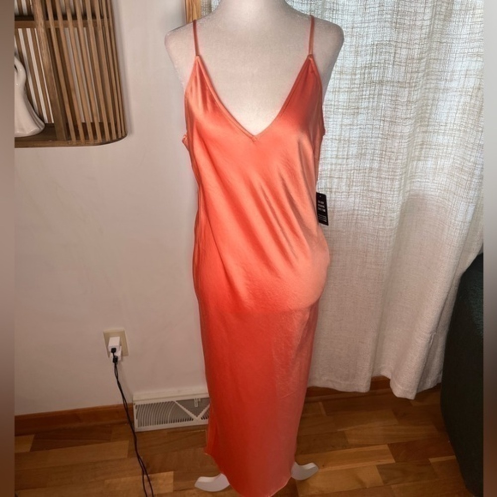 Express NWT satin thin strap medium satin like orange dress